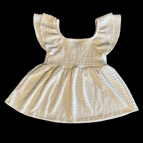 No Boundaries Women’s White Smocked Flutter Sleeve Peplum Top Small Cottagecore - Picture 3 of 9